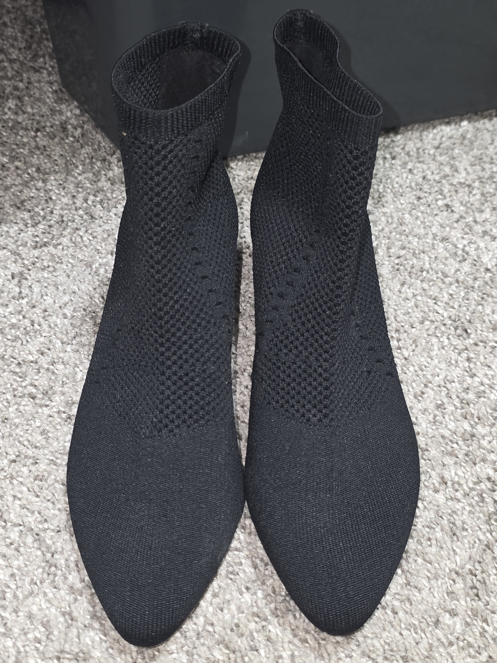 Eileen Fisher Purl Black Stretch Knit Sock Bootie Size 6 Vero Cuoio